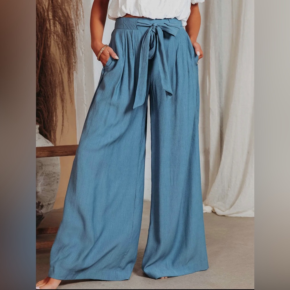 Casual Style High Waisted Wide Leg Pants